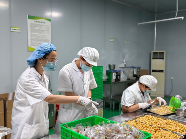 工人在余甘标准化生产车间作业